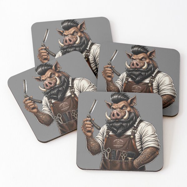 Item preview, Wild Boar Barber With Straight Razor Art designed and sold by Barber MD Culture.