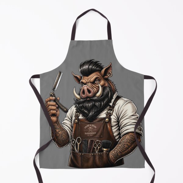 Item preview, Wild Boar Barber With Straight Razor Art designed and sold by Barber MD Culture.