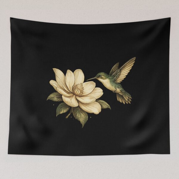 Item preview, Vintage Hummingbird and Flower Art Print / T-Shirt / Sticker designed and sold by MonaRose_Art.