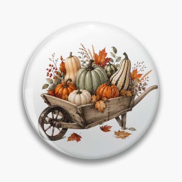Item preview, Rustic Autumn Pumpkin Wheelbarrow designed and sold by Wild Ink Studio by Barbara.