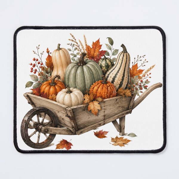 Item preview, Rustic Autumn Pumpkin Wheelbarrow designed and sold by Wild Ink Studio by Barbara.