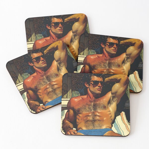 Item preview, Hairy Muscular Man Blue Briefs Sunglasses Portrait designed and sold by ZhivanCrimson.