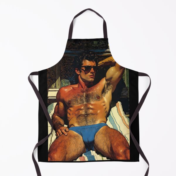 Item preview, Hairy Muscular Man Blue Briefs Sunglasses Portrait designed and sold by ZhivanCrimson.