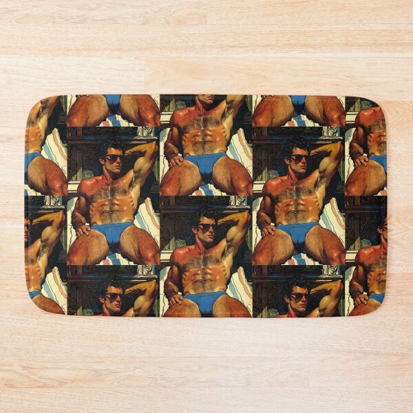 Item preview, Hairy Muscular Man Blue Briefs Sunglasses Portrait designed and sold by ZhivanCrimson.