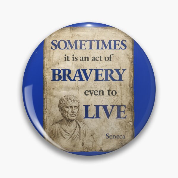 Item preview, Sometimes It Is an Act of Bravery Even to Live - Seneca - Vintage Distressed Stoic Quote - Egyptian Blue Version designed and sold by Stoic Core.