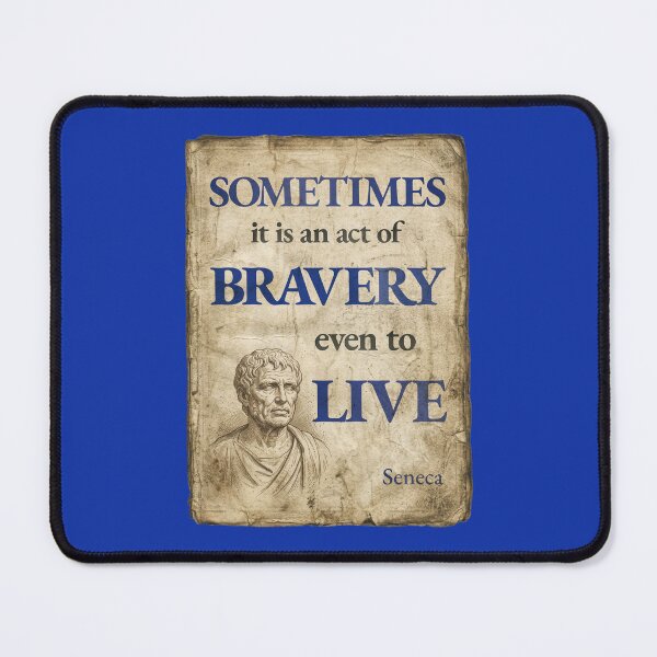 Item preview, Sometimes It Is an Act of Bravery Even to Live - Seneca - Vintage Distressed Stoic Quote - Egyptian Blue Version designed and sold by Stoic Core.