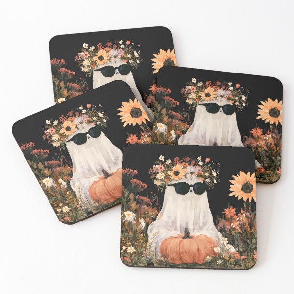 Item preview, Floral Ghost with Pumpkin – Cozy Boho Halloween designed and sold by KAM-KAM-STORE.