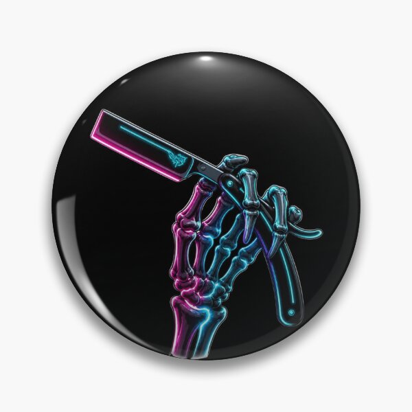 Item preview, Neon Skeleton Hand Holding Straight Razor Art designed and sold by Barber MD Culture.