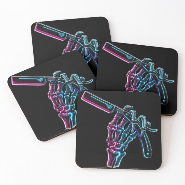Item preview, Neon Skeleton Hand Holding Straight Razor Art designed and sold by Barber MD Culture.