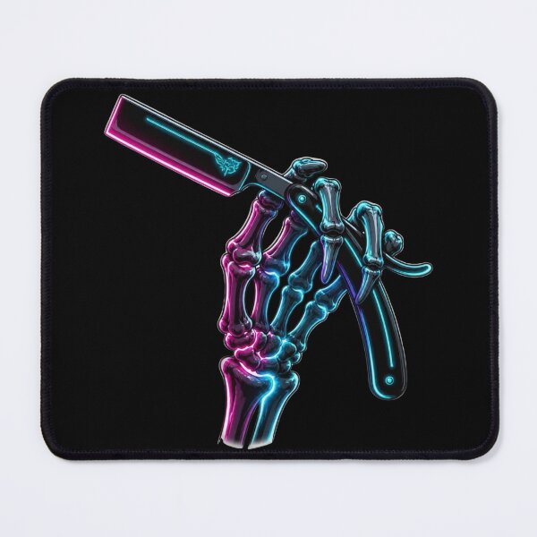 Item preview, Neon Skeleton Hand Holding Straight Razor Art designed and sold by Barber MD Culture.