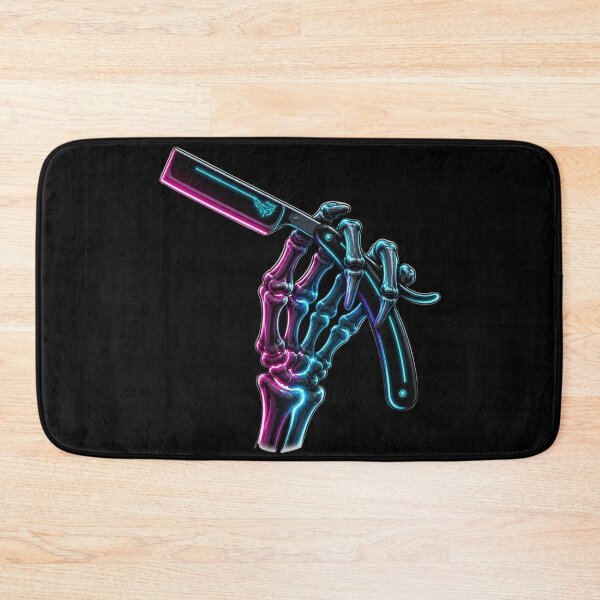 Item preview, Neon Skeleton Hand Holding Straight Razor Art designed and sold by Barber MD Culture.