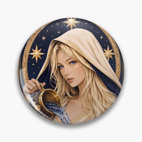 Item preview, The Star Tarot Card Aquarius Goddess Gothic Occult Art designed and sold by MythicMood.