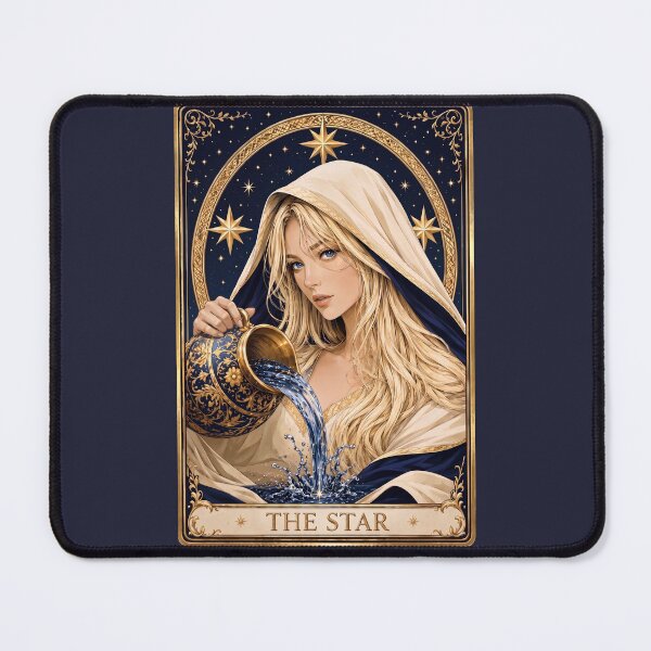 Item preview, The Star Tarot Card Aquarius Goddess Gothic Occult Art designed and sold by MythicMood.