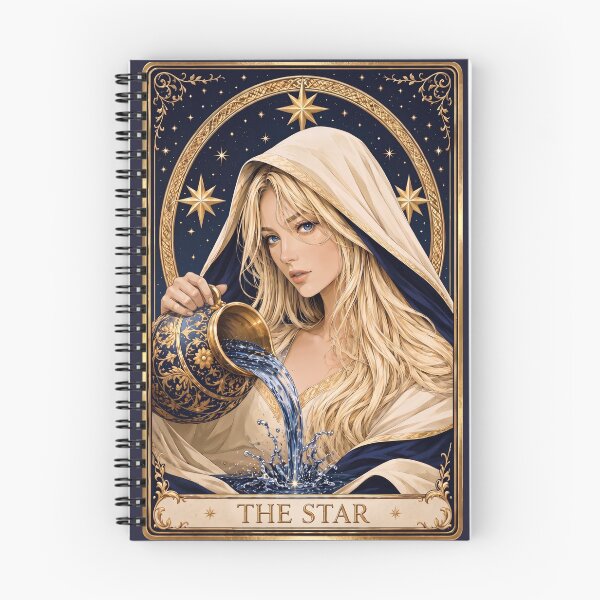 Item preview, The Star Tarot Card Aquarius Goddess Gothic Occult Art designed and sold by MythicMood.