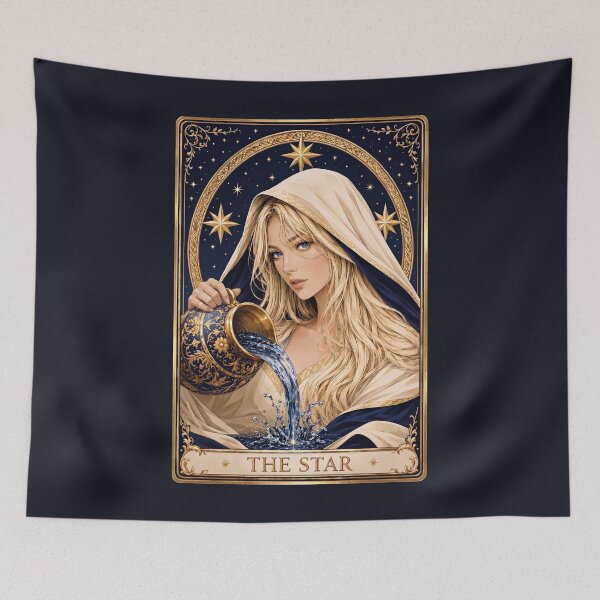 Item preview, The Star Tarot Card Aquarius Goddess Gothic Occult Art designed and sold by MythicMood.