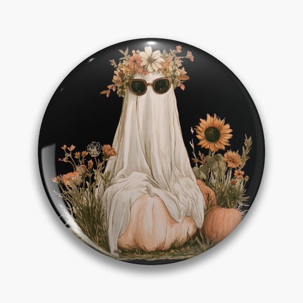 Item preview, Cozy Autumn Ghost with Pumpkins and Wildflowers designed and sold by KAM-KAM-STORE.