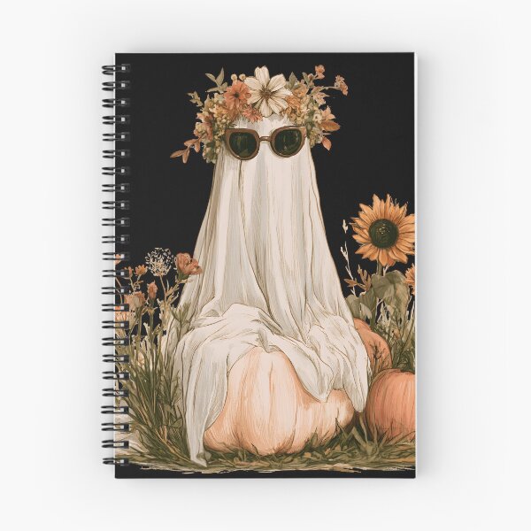 Item preview, Cozy Autumn Ghost with Pumpkins and Wildflowers designed and sold by KAM-KAM-STORE.