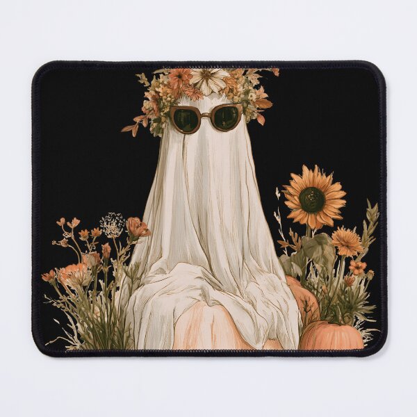 Item preview, Cozy Autumn Ghost with Pumpkins and Wildflowers designed and sold by KAM-KAM-STORE.