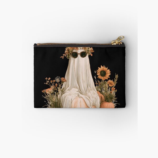 Item preview, Cozy Autumn Ghost with Pumpkins and Wildflowers designed and sold by KAM-KAM-STORE.
