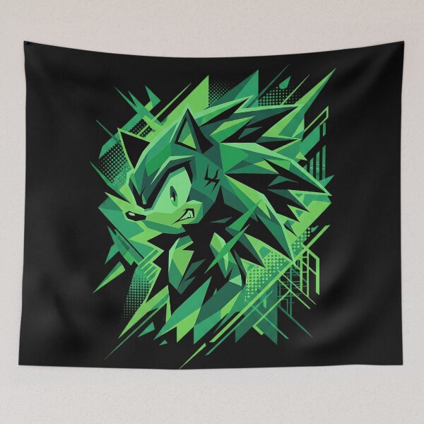 Item preview, Erizo verde geométrico abstracto Speed Art Neko designed and sold by CuteKats.