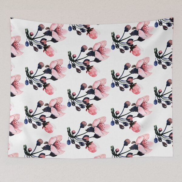 Item preview, Pink Blossom and Berry Botanical Watercolour designed and sold by ArithraStudio.
