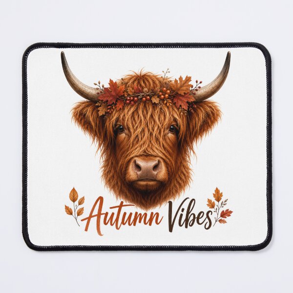 Item preview, Autumn Vibes Highland Cow designed and sold by Wild Ink Studio by Barbara.
