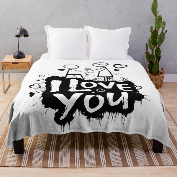 Item preview, I Love You Doodle Couple Black White Graffiti designed and sold by chaaval.