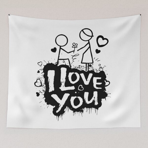 Item preview, I Love You Doodle Couple Black White Graffiti designed and sold by chaaval.