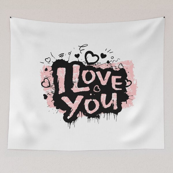 Item preview, I Love You Graffiti Pink Black Paint Splatter designed and sold by chaaval.