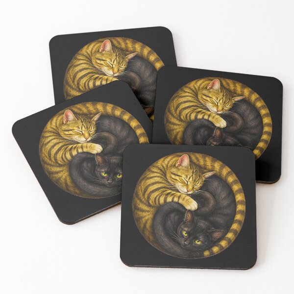 Item preview, cat lovers cuddling cats in yin yang circle art designed and sold by ROUX-ART.