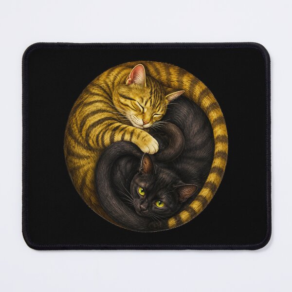 Item preview, cat lovers cuddling cats in yin yang circle art designed and sold by ROUX-ART.