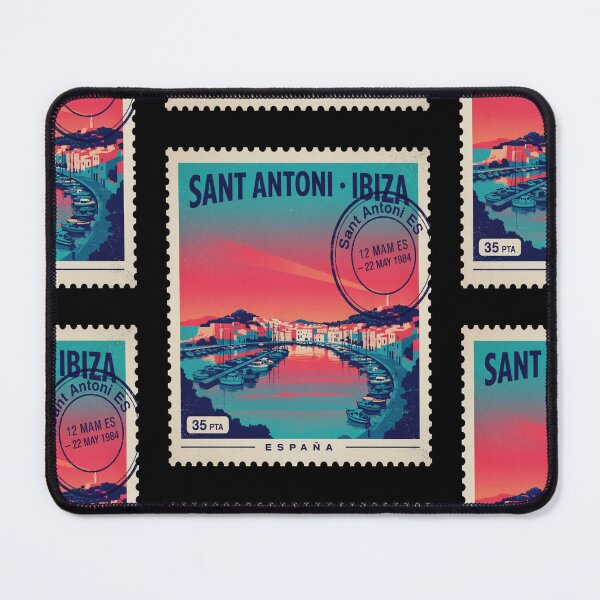 Item preview, Sant Antoni Ibiza Retro 1980s Sunset Bay Stamp Sticker designed and sold by stickercuffs.