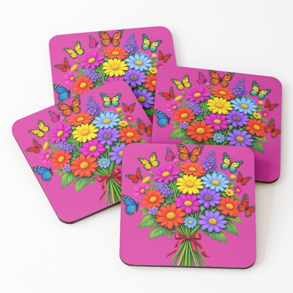 Item preview, Colorful Wildflower Bouquet with Butterflies designed and sold by Hari Arts.
