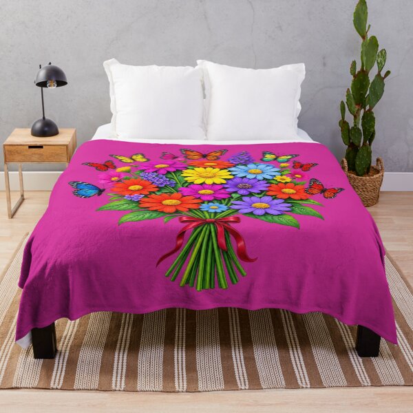 Item preview, Colorful Wildflower Bouquet with Butterflies designed and sold by Hari Arts.