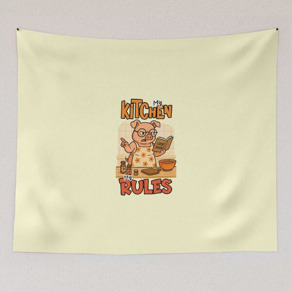 Item preview, My Kitchen My Rules Funny Pig Chef Cookbook Quote designed and sold by nookmerch97.