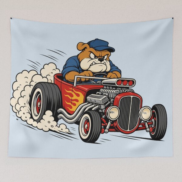 Item preview, Grumpy Dog Hot‑Rod Rampage – Full‑Throttle Cartoon Mayhem designed and sold by MischiefFoundry.