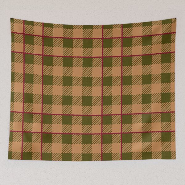 Item preview, Warm autumnal Farmhouse Gingham check with stripe, Hygge designed and sold by OhNoNotAgain42.