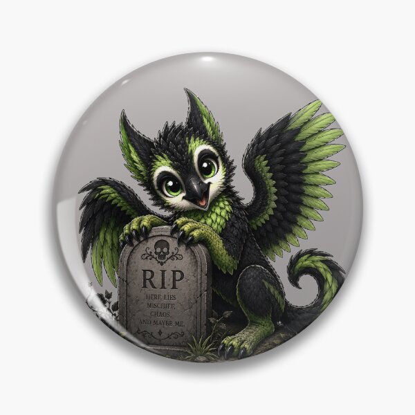 Item preview, Mischievous Gothic Baby Griffin with Tombstone designed and sold by Hatchling Hollow.