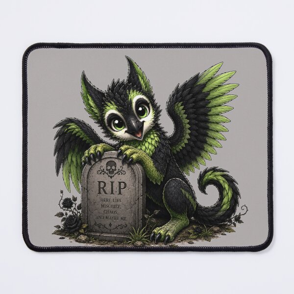 Item preview, Mischievous Gothic Baby Griffin with Tombstone designed and sold by Hatchling Hollow.