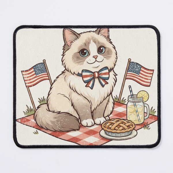Item preview, Labor Day Ragdoll Cat Patriotic Picnic American Flags Pie Lemonade Cute designed and sold by Ghostlycats2026.