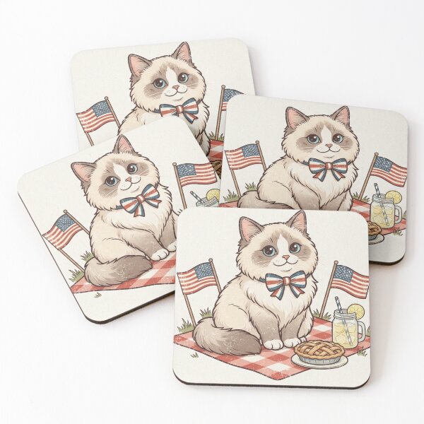 Item preview, Labor Day Ragdoll Cat Patriotic Picnic American Flags Pie Lemonade Cute designed and sold by Ghostlycats2026.