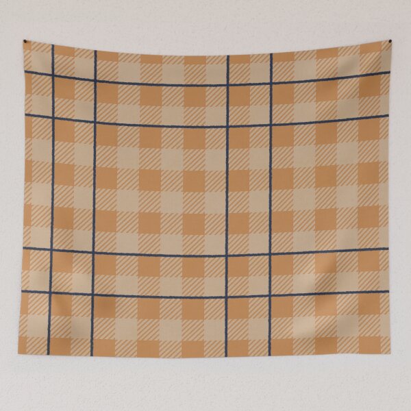 Item preview, Warm autumnal Farmhouse Gingham check with stripe, Hygge designed and sold by OhNoNotAgain42.