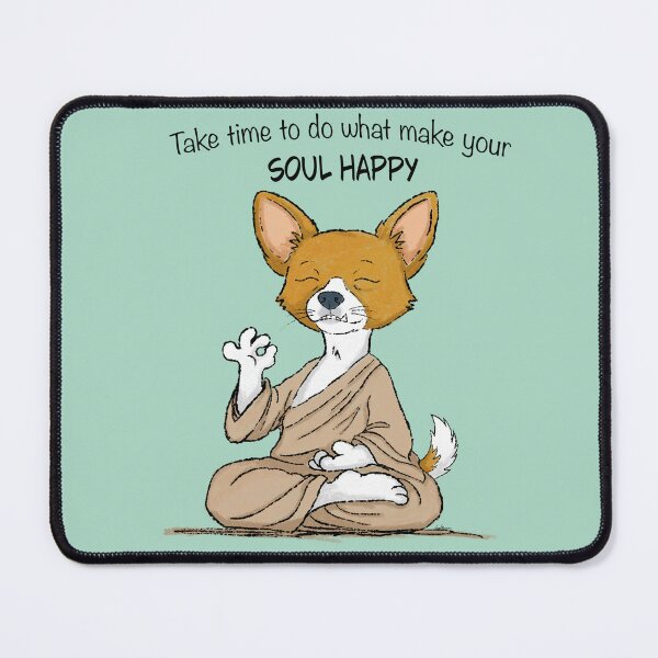 Item preview, Happy Meditating Dog - Cute Zen Mindfulness Quote Illustration Gift designed and sold by LafinaArt.