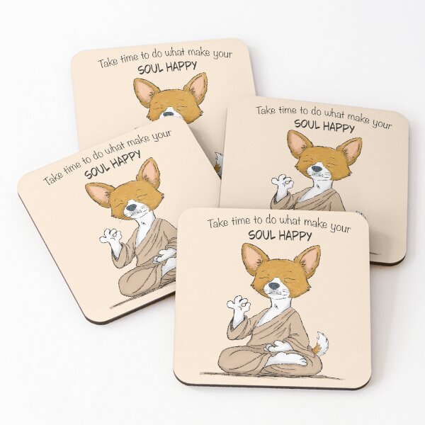 Item preview, Happy Meditating Dog - Cute Zen Mindfulness Quote Illustration Gift designed and sold by LafinaArt.