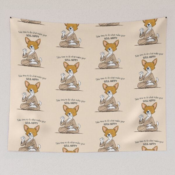 Item preview, Happy Meditating Dog - Cute Zen Mindfulness Quote Illustration Gift designed and sold by LafinaArt.