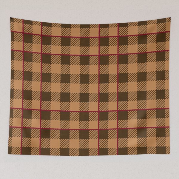 Item preview, Warm autumnal Farmhouse Gingham check with stripe, Hygge designed and sold by OhNoNotAgain42.