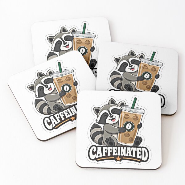 Item preview, Caffeinated Raccoon Coffee Sticker - Funny Animal Quote designed and sold by Jaani-T.