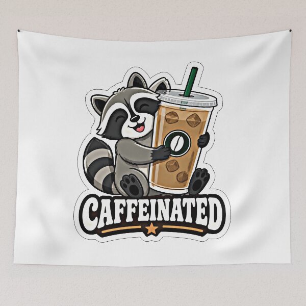 Item preview, Caffeinated Raccoon Coffee Sticker - Funny Animal Quote designed and sold by Jaani-T.