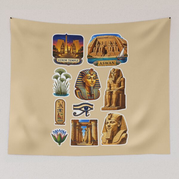 Item preview, Ancient Egypt Landmarks & Culture Sticker Pack - Luxor, Aswan, Pharaohs designed and sold by Yasmine Mohammed.