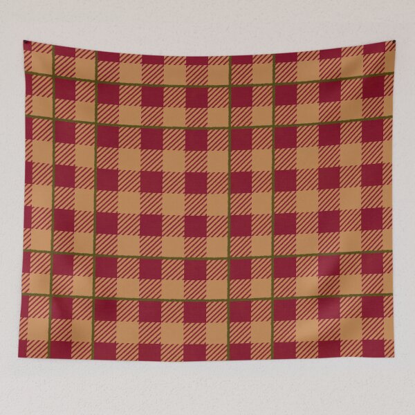 Item preview, Warm autumnal Farmhouse Gingham check with stripe, Hygge designed and sold by OhNoNotAgain42.